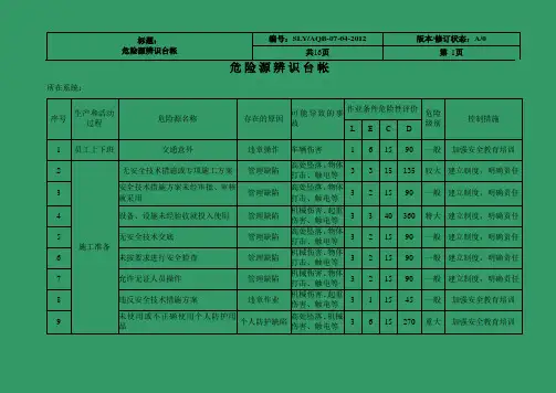 危险源辨识台帐