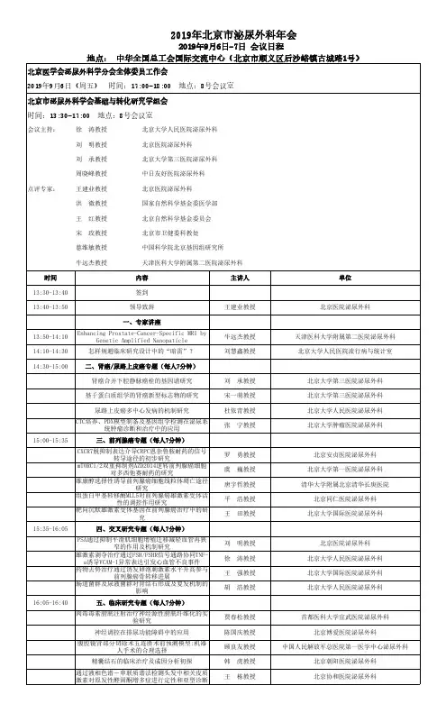 2019年北京市泌尿外科年会