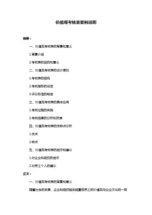 价值观考核表案例说明