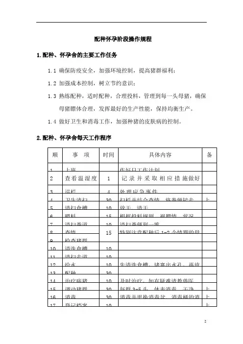 猪配种怀孕阶段操作规程