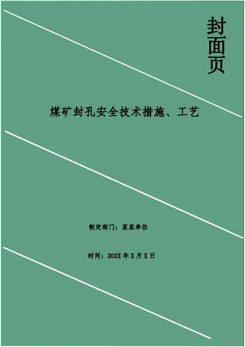 煤矿封孔安全技术措施、工艺