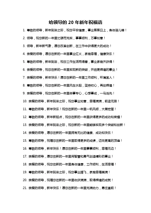 给领导的20年新年祝福语