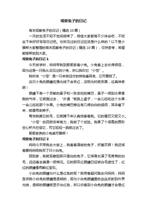 有关观察兔子的日记（精选10篇）