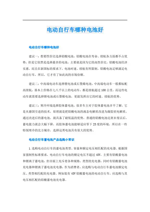 电动自行车哪种电池好