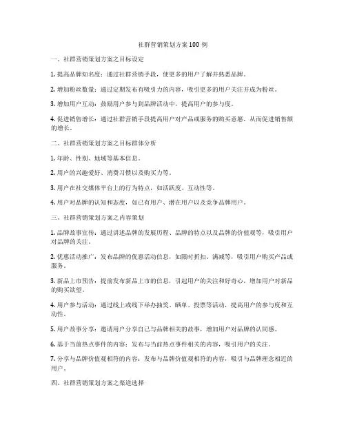 社群营销策划方案100例