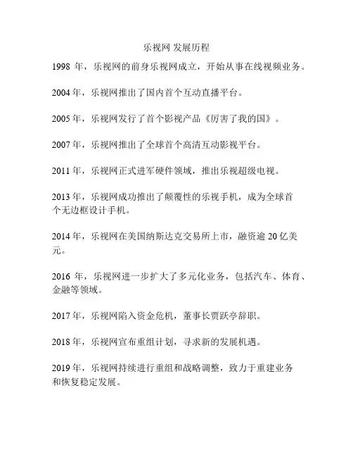 乐视网 发展历程