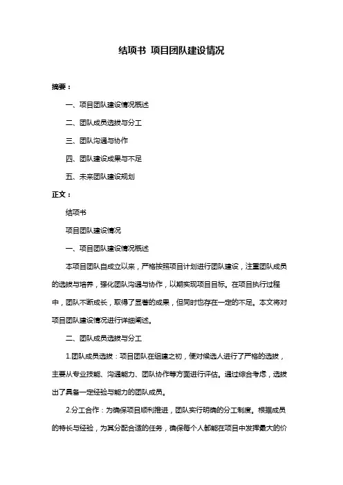 结项书 项目团队建设情况