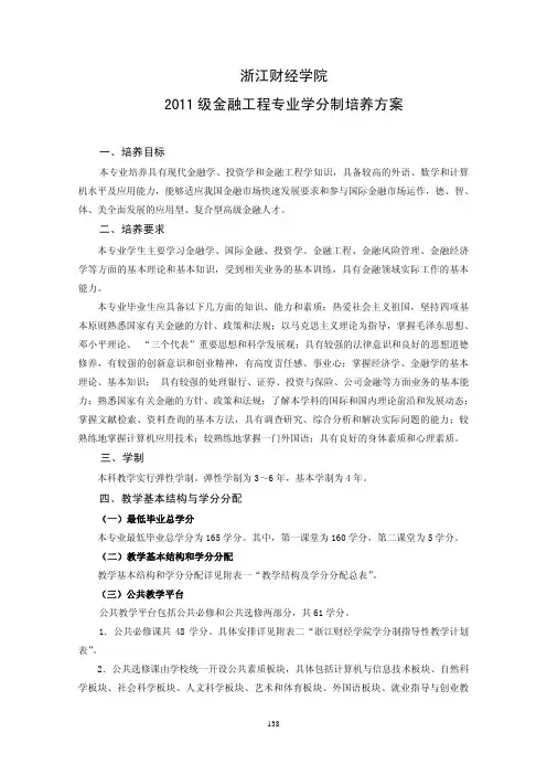 金融工程培养计划