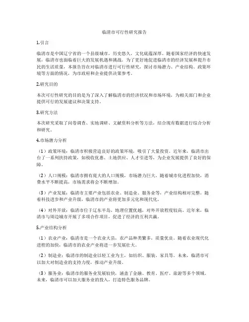 临清市可行性研究报告