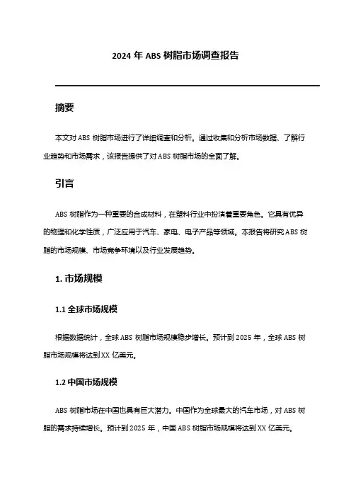 2024年ABS树脂市场调查报告
