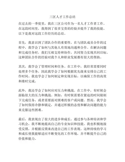 三区人才工作总结