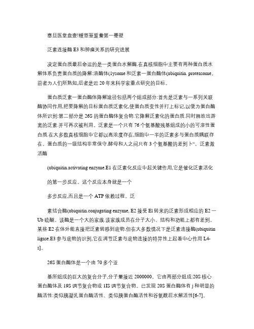 泛素连接酶E3和肿瘤关系的研究进展.