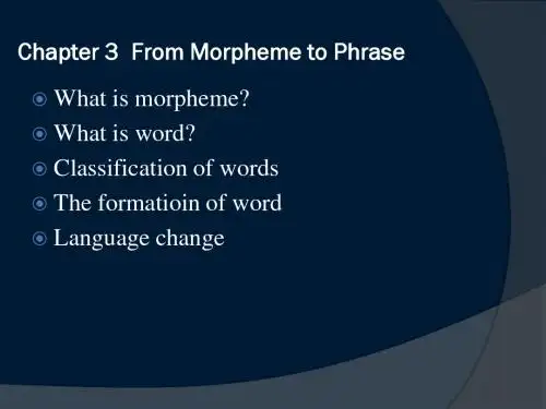 chapter three Morphology