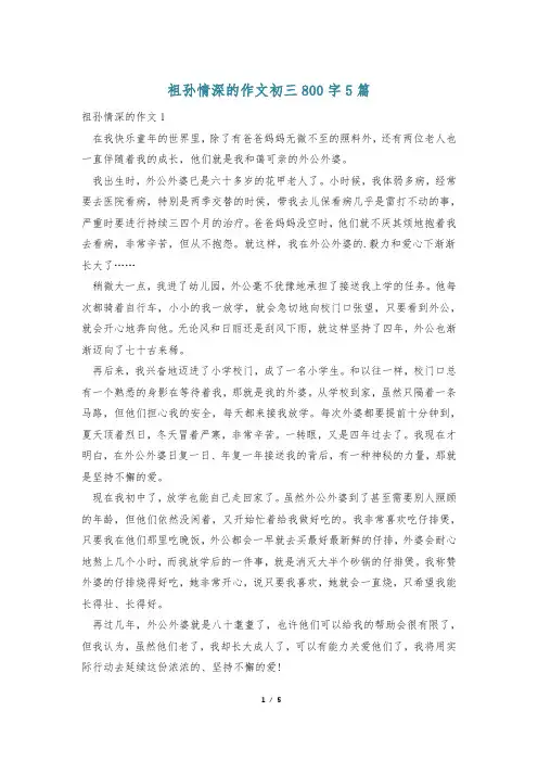 祖孙情深的作文初三800字5篇