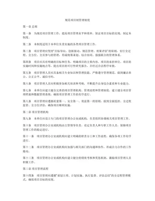 规范项目制管理制度