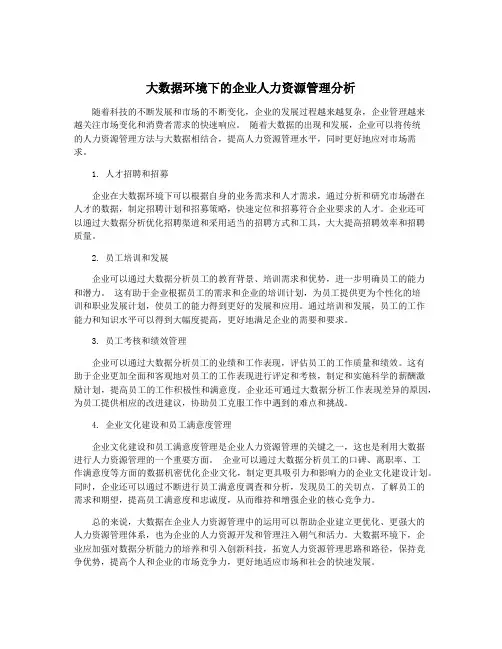 大数据环境下的企业人力资源管理分析