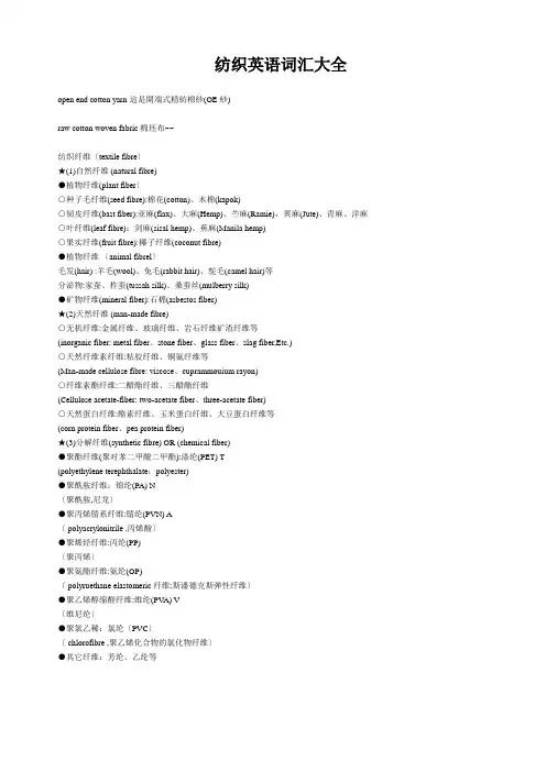 纺织英语词汇大全