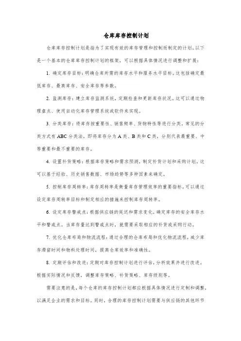 仓库库存控制计划
