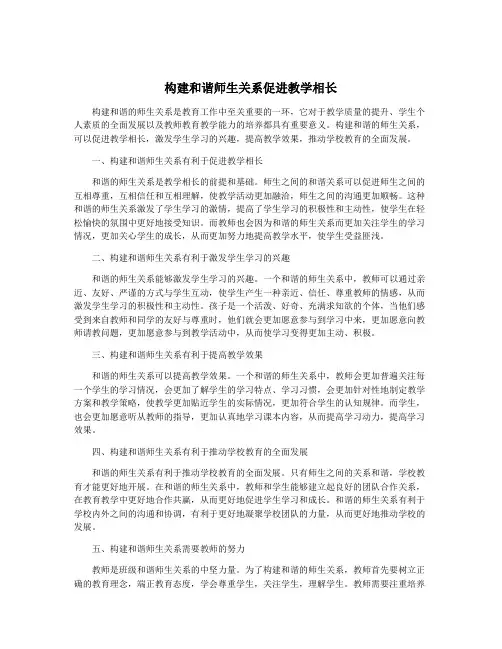 构建和谐师生关系促进教学相长