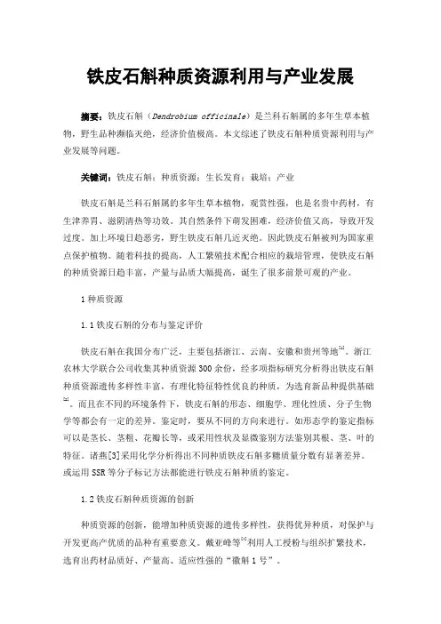 铁皮石斛种质资源利用与产业发展