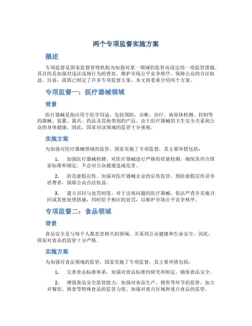 两个专项监督实施方案