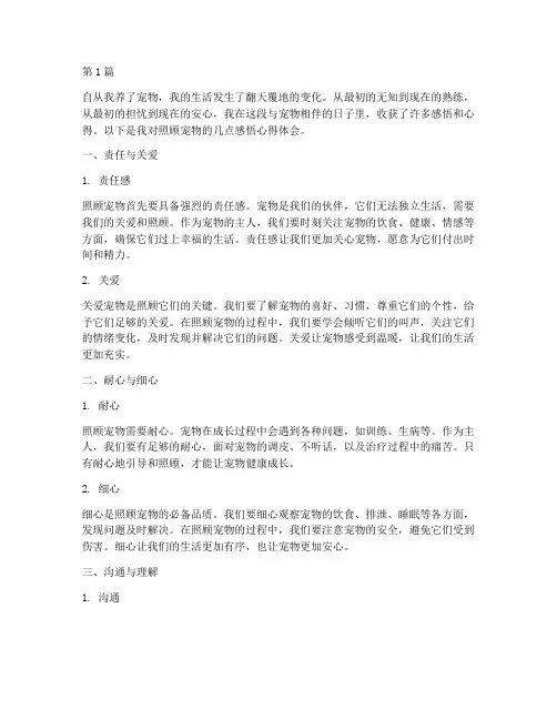 照顾宠物感悟心得体会(3篇)