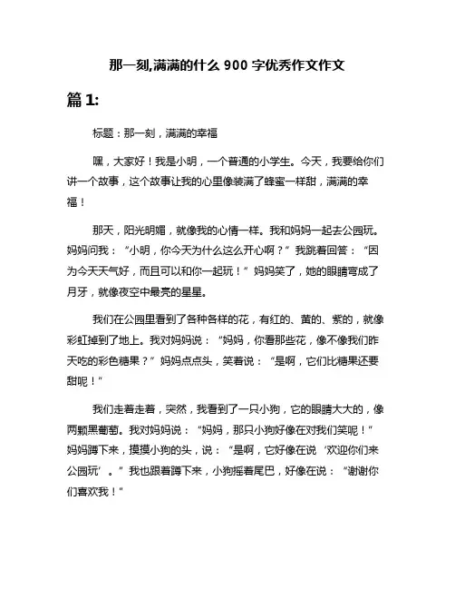 那一刻,满满的什么900字优秀作文作文