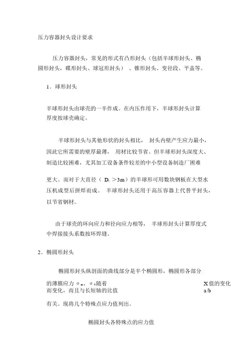 压力容器封头设计要求