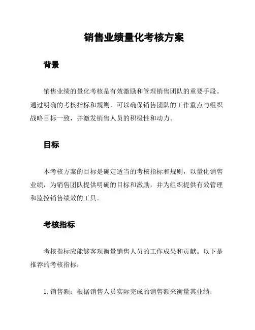 销售业绩量化考核方案