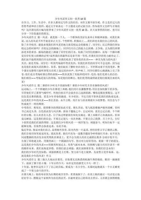 少年风采作文初一优秀10篇