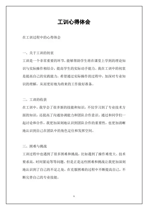工训心得体会