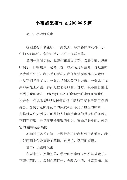 小蜜蜂采蜜作文200字5篇