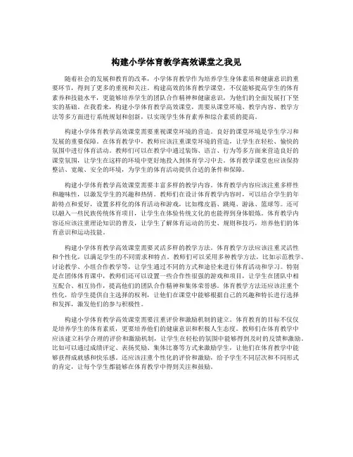 构建小学体育教学高效课堂之我见