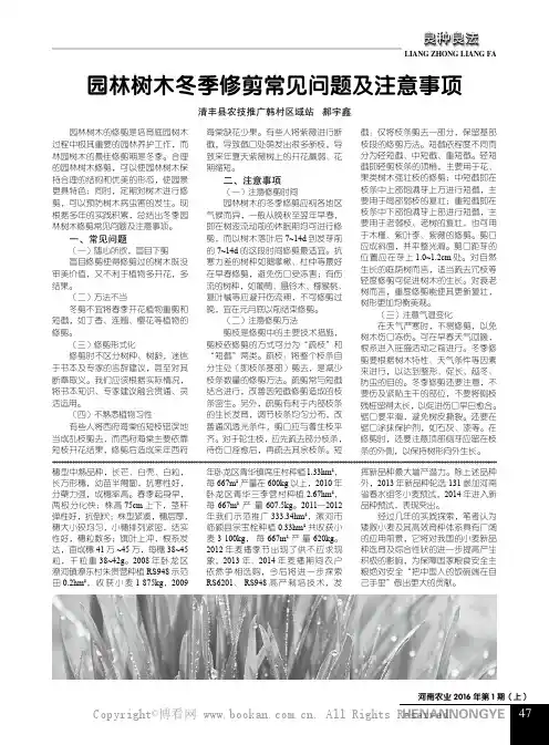 园林树木冬季修剪常见问题及注意事项