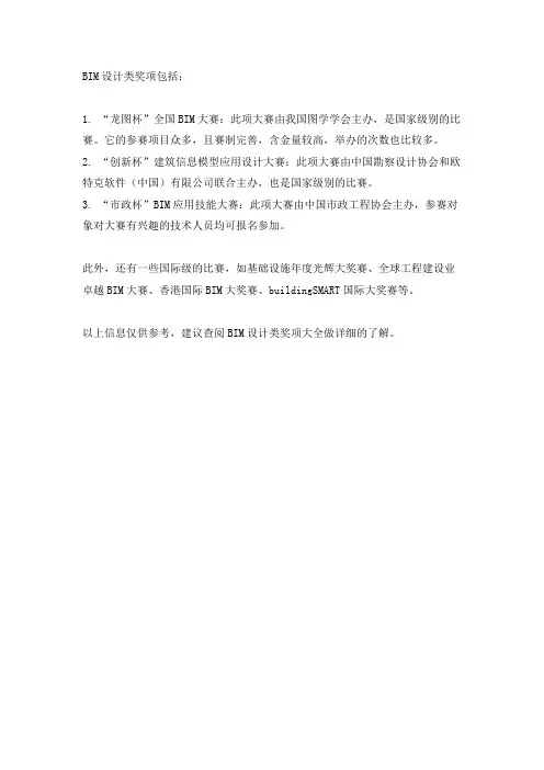 bim设计类奖项