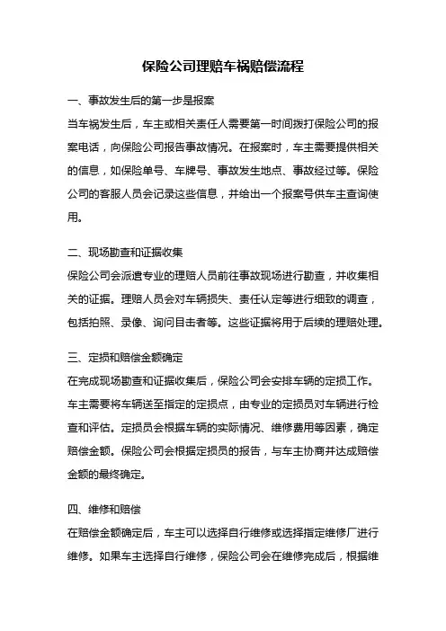 保险公司理赔车祸赔偿流程