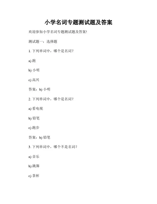 小学名词专题测试题及答案