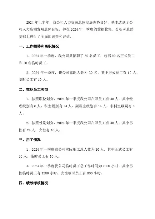 2024年一季度人力资源分析报告