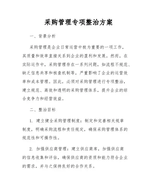 采购管理专项整治方案