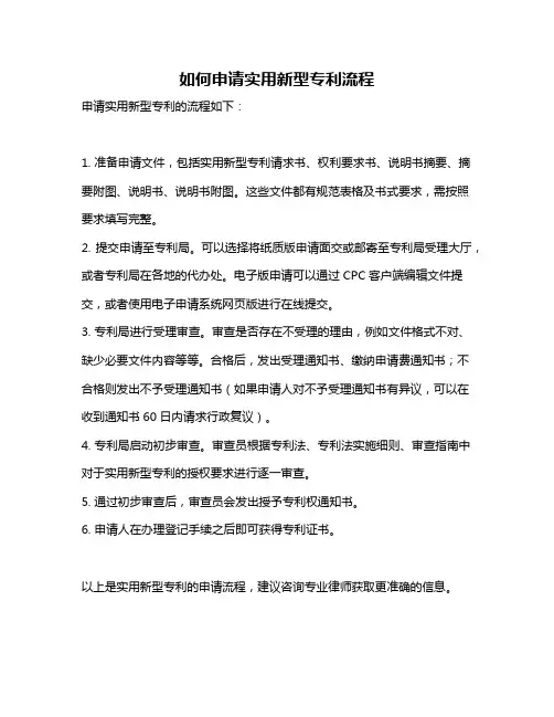 如何申请实用新型专利流程