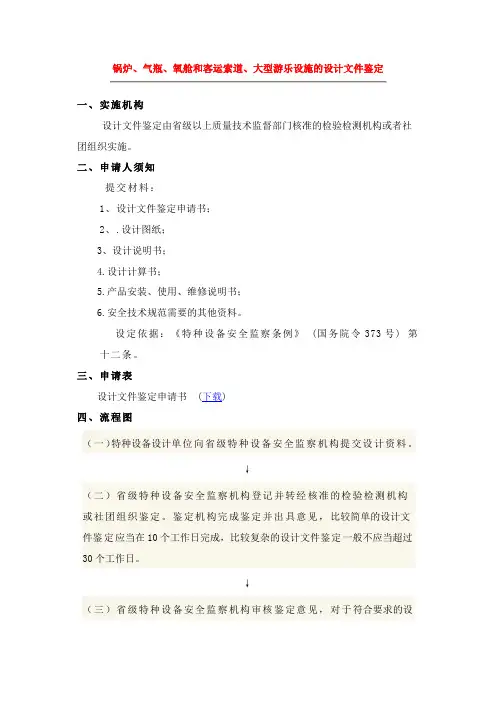 锅炉、气瓶、氧舱和客运索道、大型游乐设施的设计文件鉴定