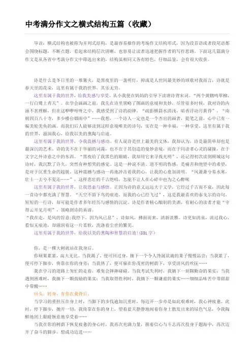 语文作文横式结构例文