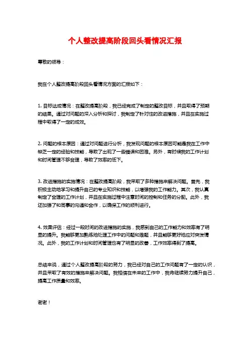 个人整改提高阶段回头看情况汇报 (2)