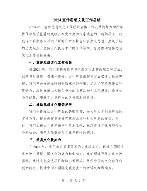 2024宣传思想文化工作总结