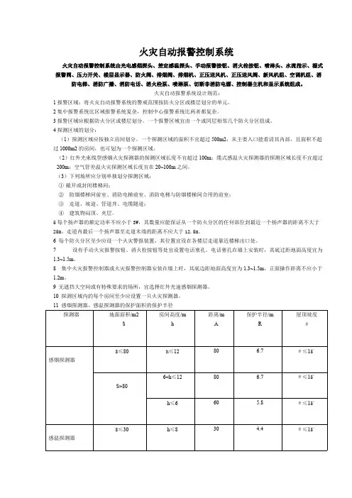 火灾自动报警控制系统的组成及动作原理
