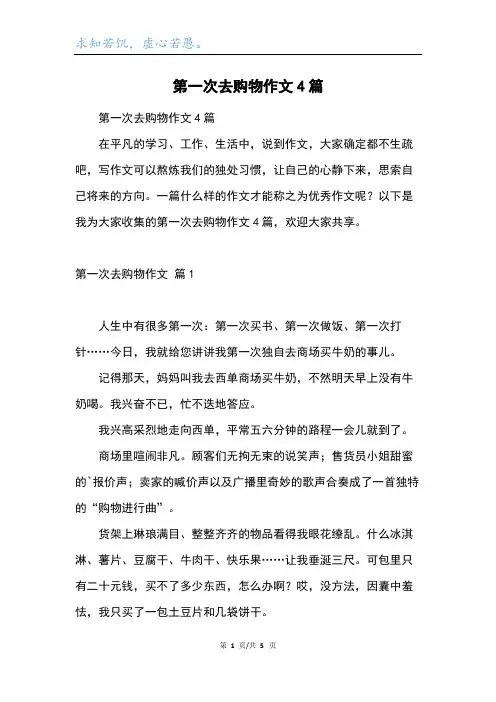 第一次去购物作文4篇