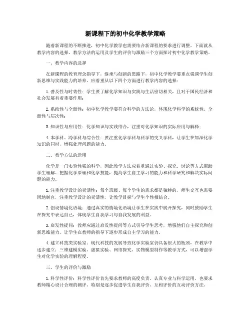 新课程下的初中化学教学策略