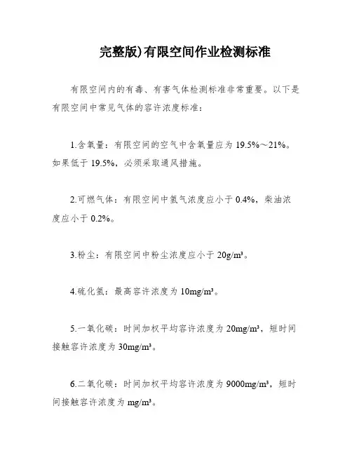 完整版)有限空间作业检测标准