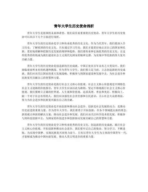 青年大学生历史使命浅析