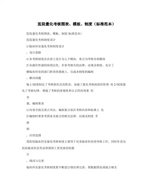 医院量化考核图表、模板、制度(标准范本)